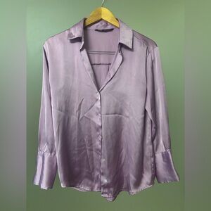 Zara Lavender Satin Blouse
